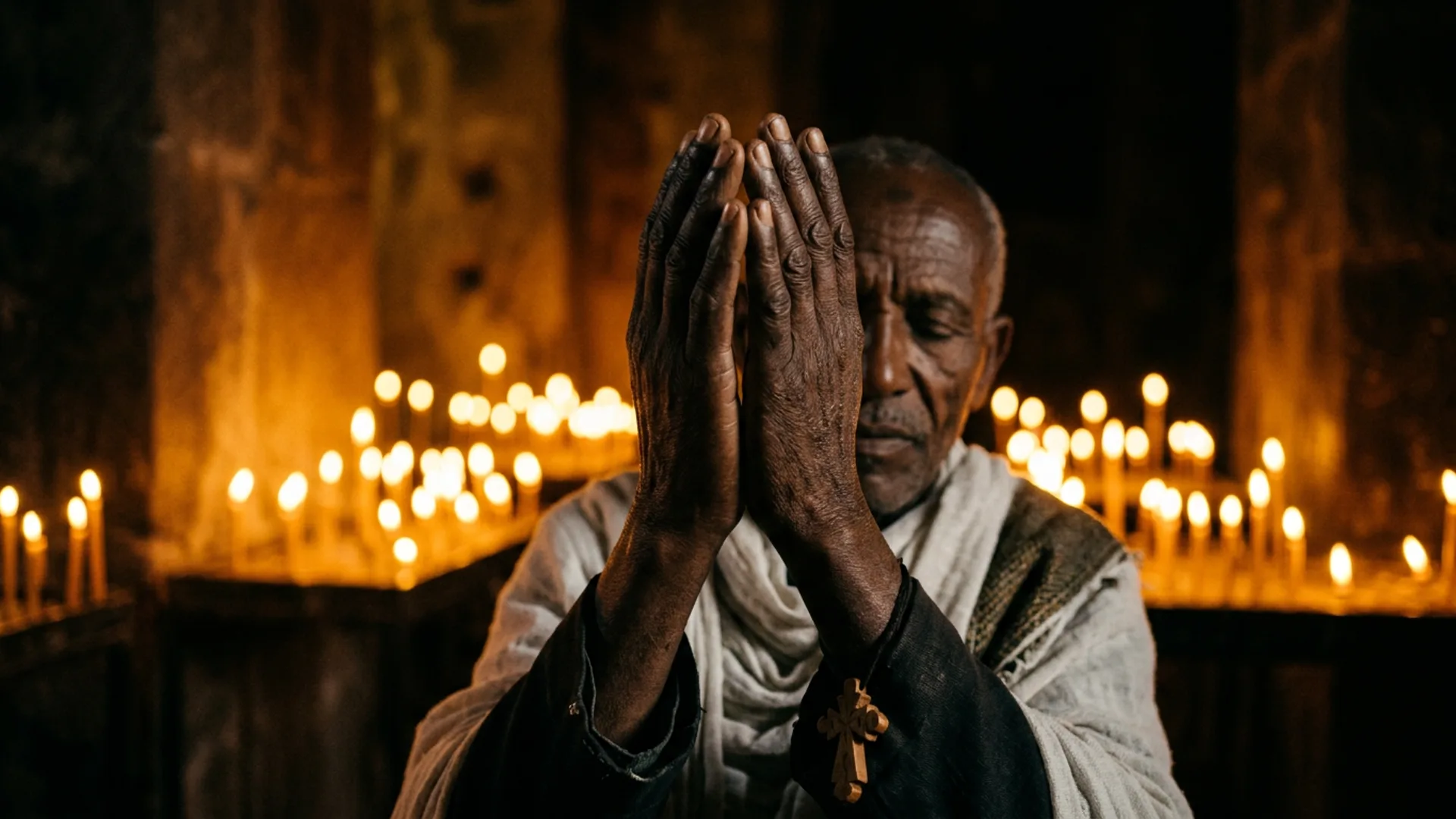Hands raised in prayer